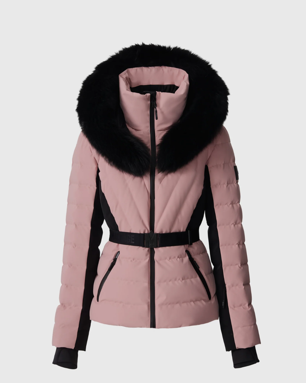 Womens Mackage Elita-ZR Down Ski Jacket Real Fur - Blush