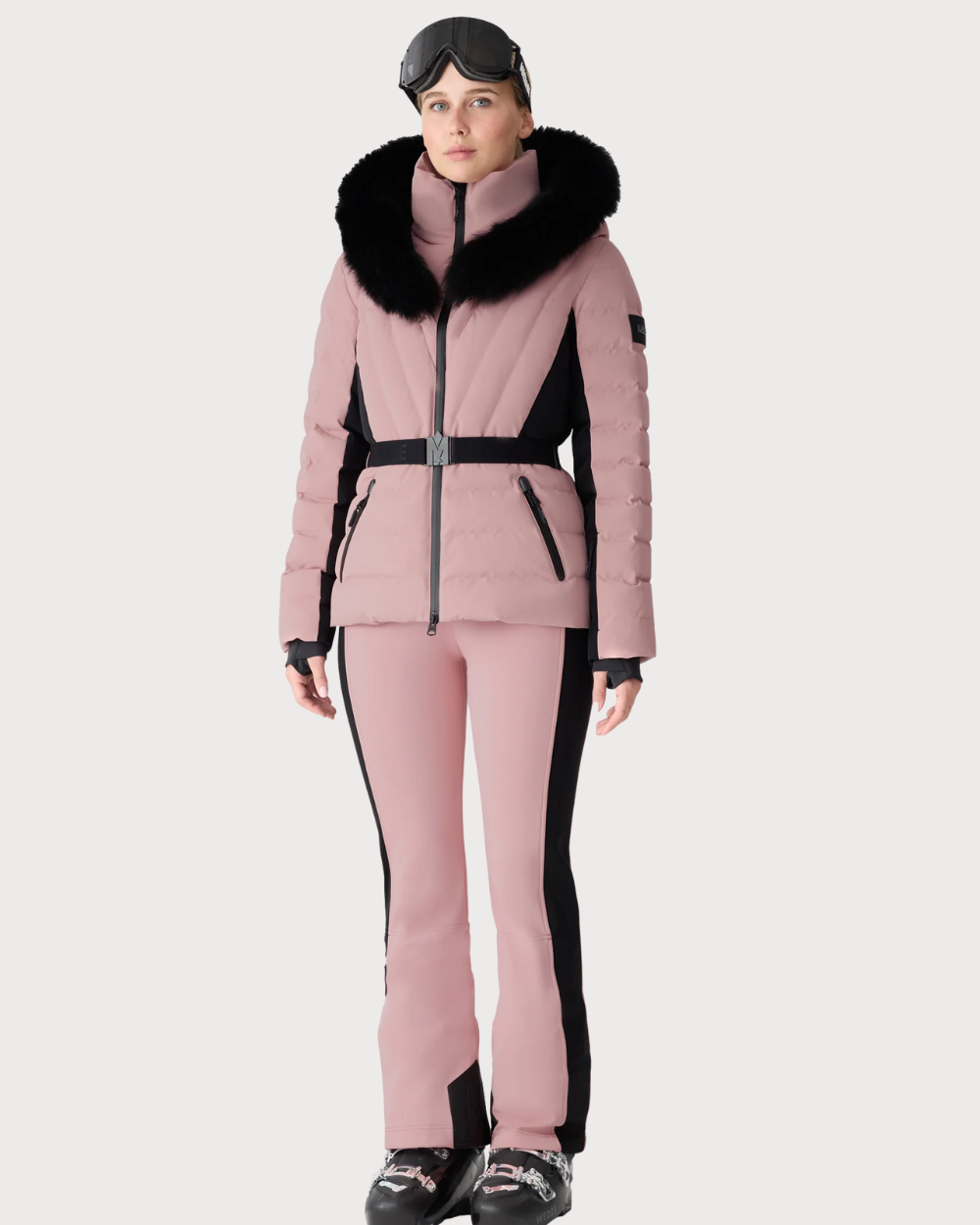 Womens Mackage Elita-ZR Down Ski Jacket Real Fur - Blush