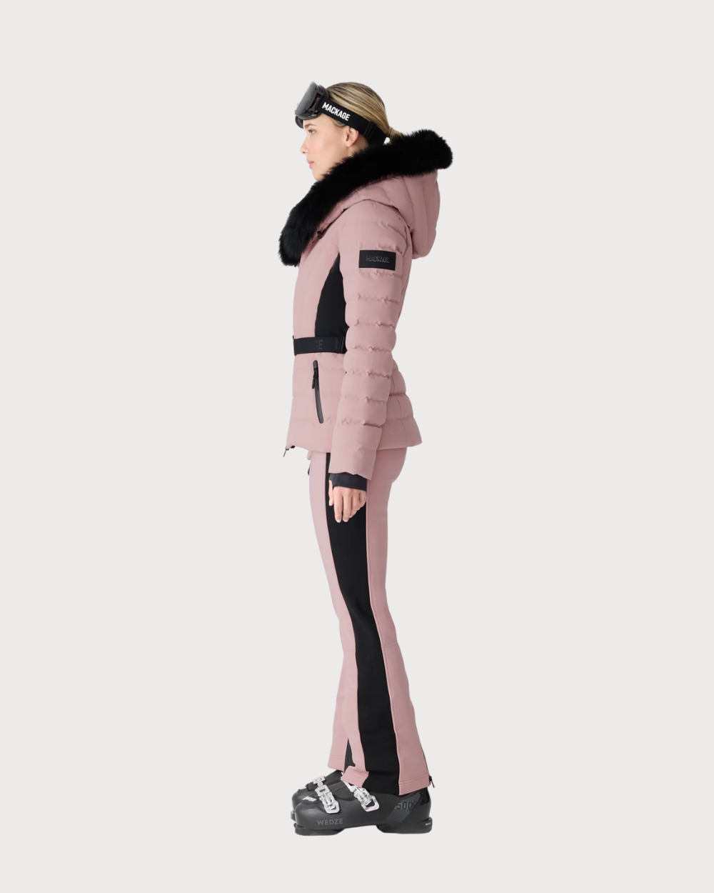Womens Mackage Elita-ZR Down Ski Jacket Real Fur - Blush