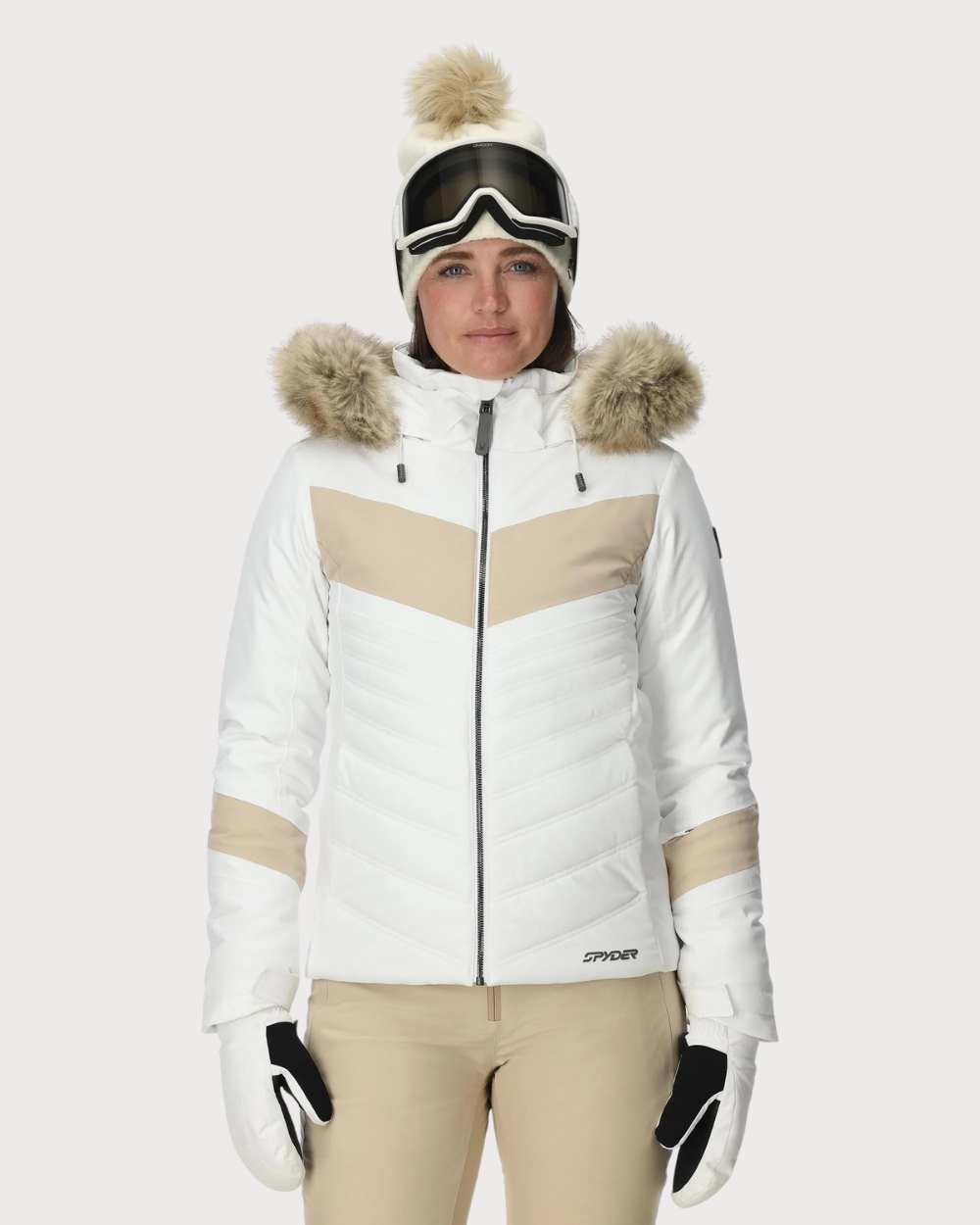 Womens Spyder Primrose Jacket Faux Fur - White