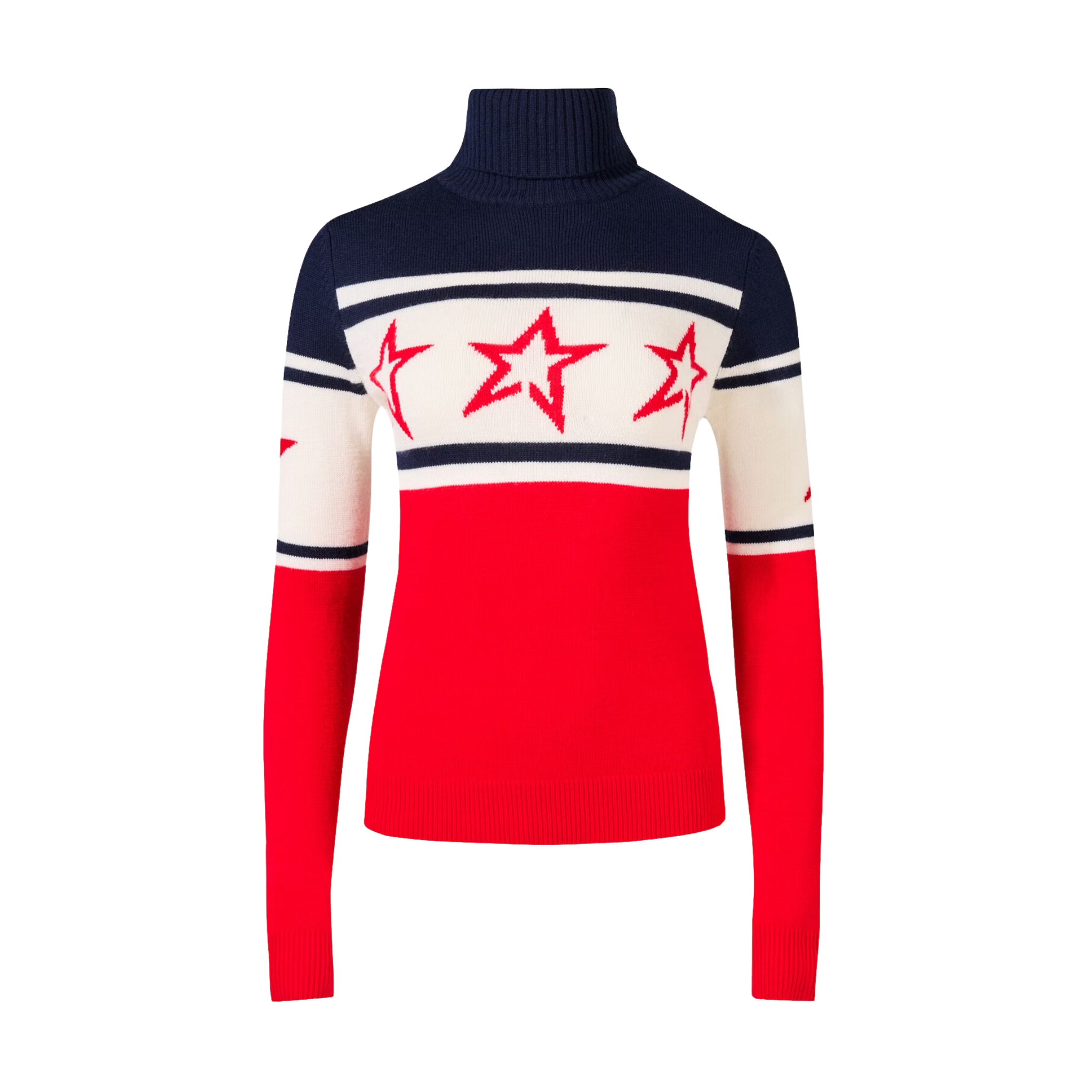 Womens Perfect Moment Chopper Merino Wool Sweater - Red/Navy