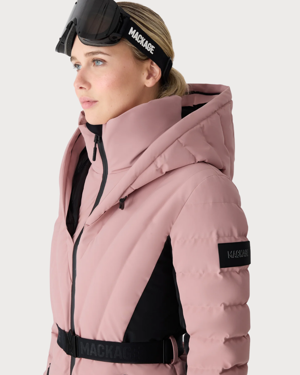 Womens Mackage Elita-ZR Down Ski Jacket Real Fur - Blush