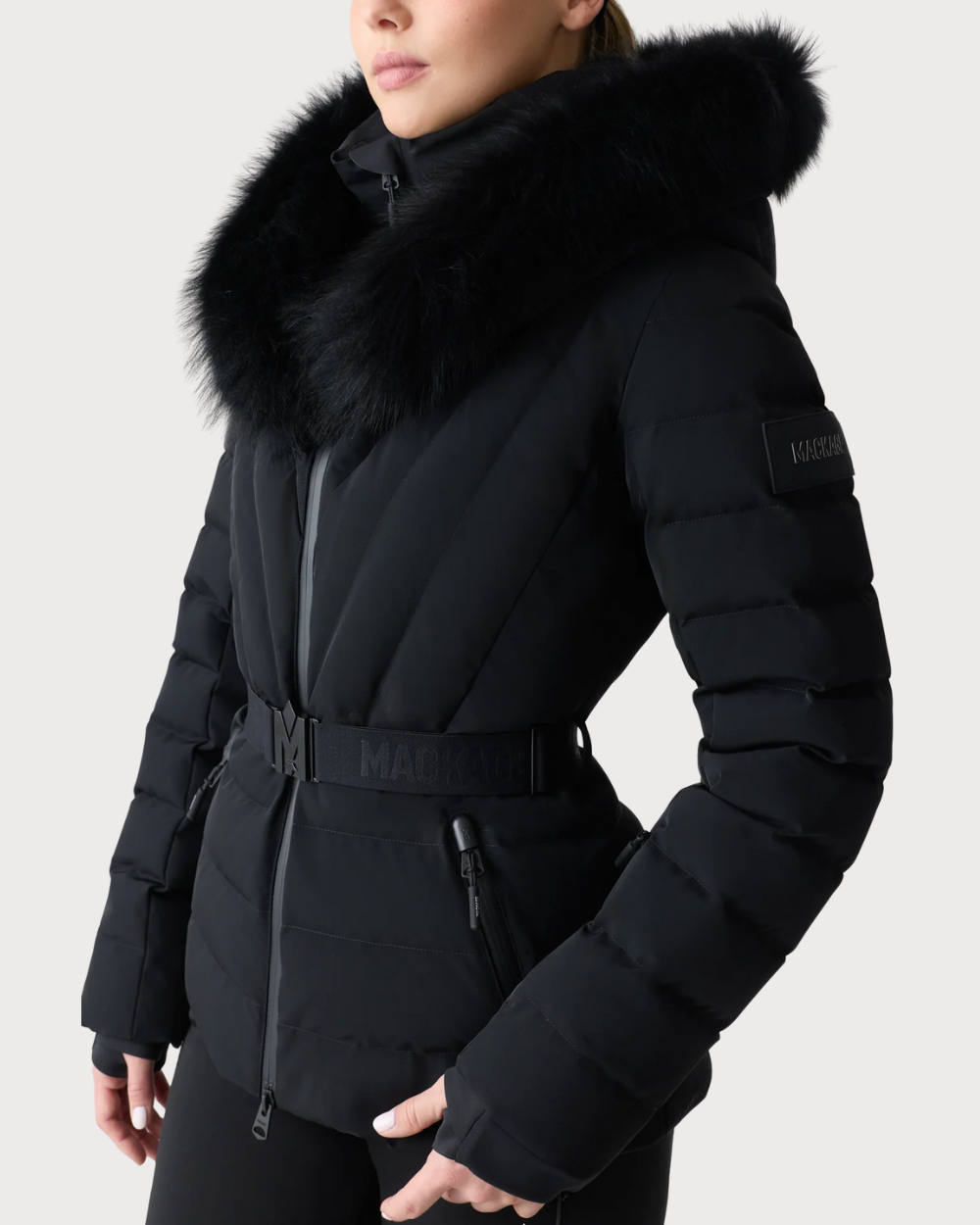 Womens Mackage Elita-ZR Down Ski Jacket Real Fur - Black