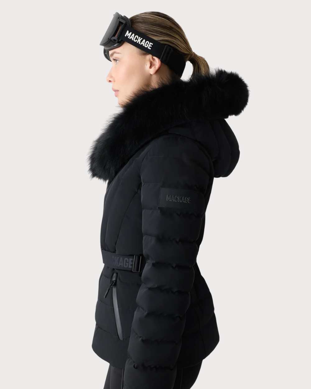 Womens Mackage Elita-ZR Down Ski Jacket Real Fur - Black