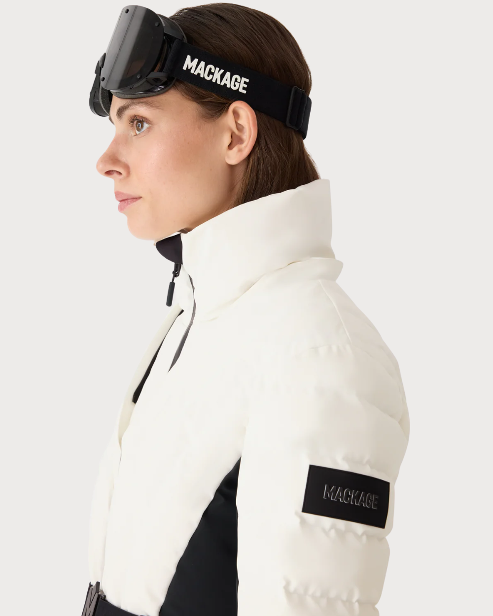 Womens Mackage Elita-ZR Down Ski Jacket Real Fur - Off White