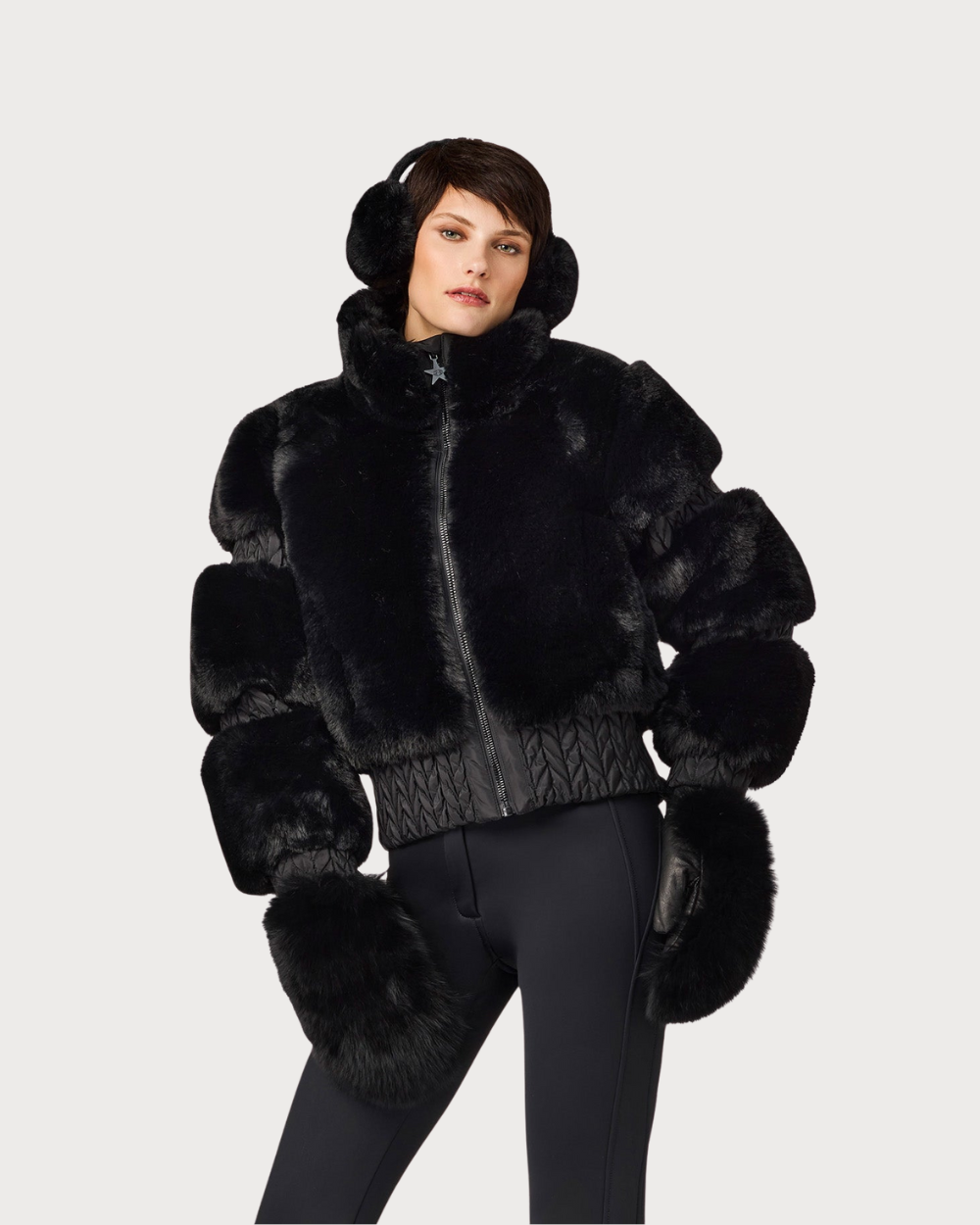 Womens Goldbergh Furry Jacket - Black