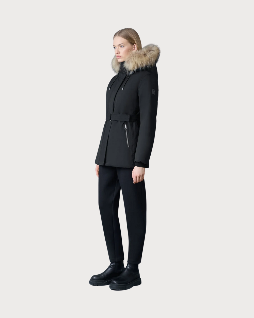 Womens Mackage Jeni-F 2-In-1 Down Parka Real Fur- Black