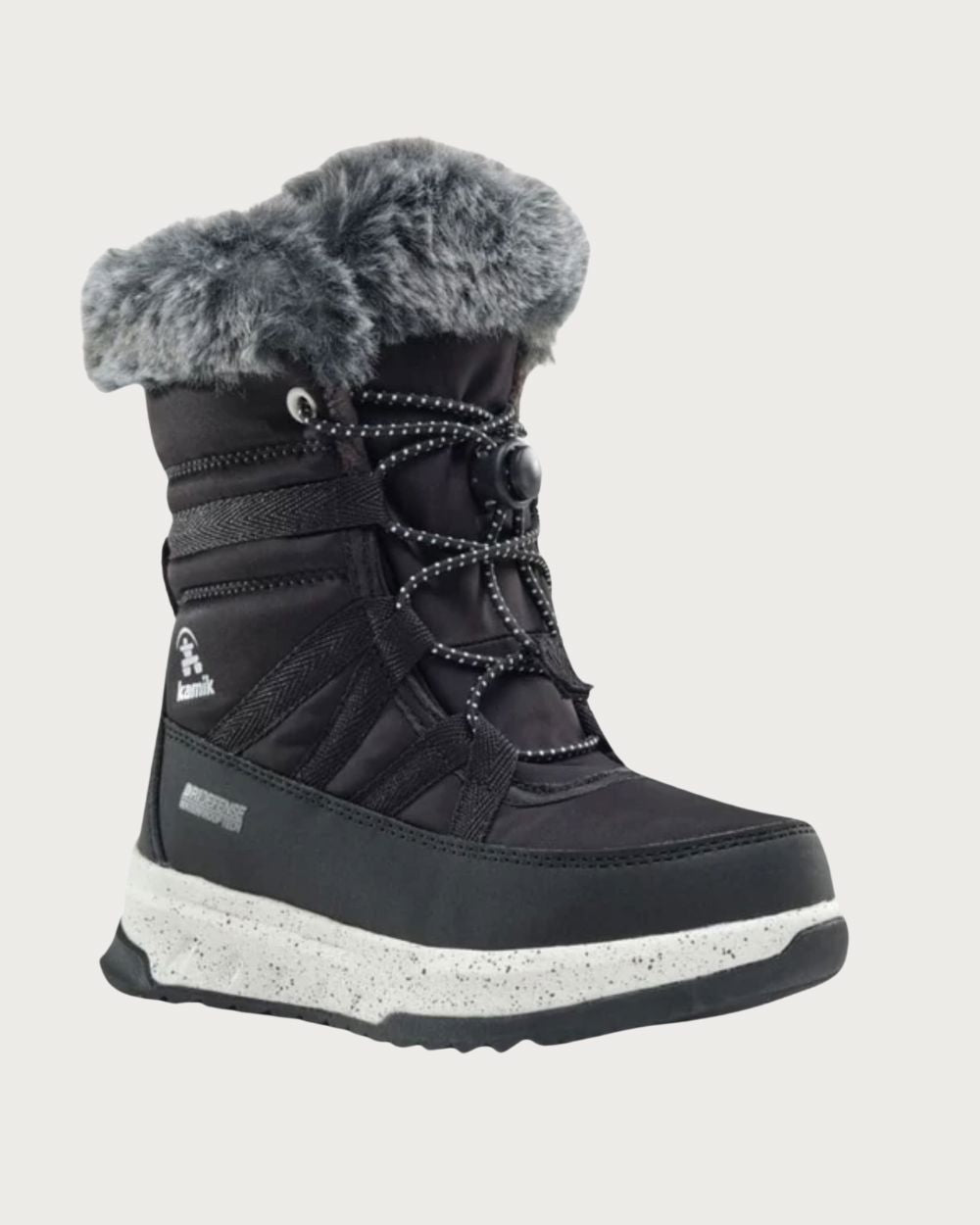 Kids Kamik Stormy Faux Fur Waterproof Boot - Black Footwear Kamik