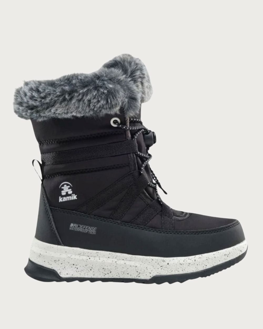 Kids Kamik Stormy Faux Fur Waterproof Boot - Black Footwear Kamik