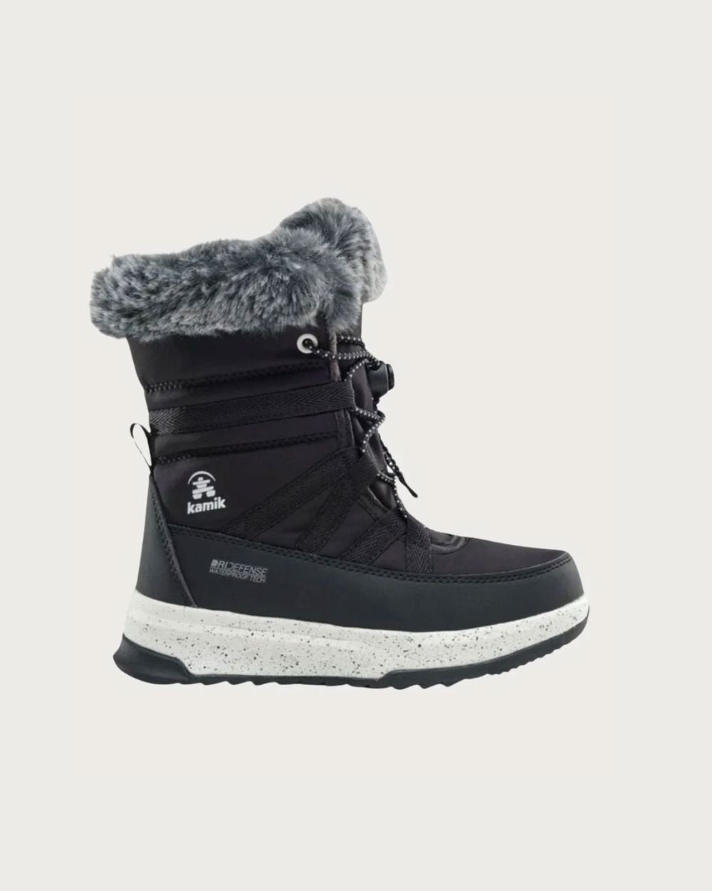 Kids Kamik Stormy Faux Fur Waterproof Boot - Black Footwear Kamik