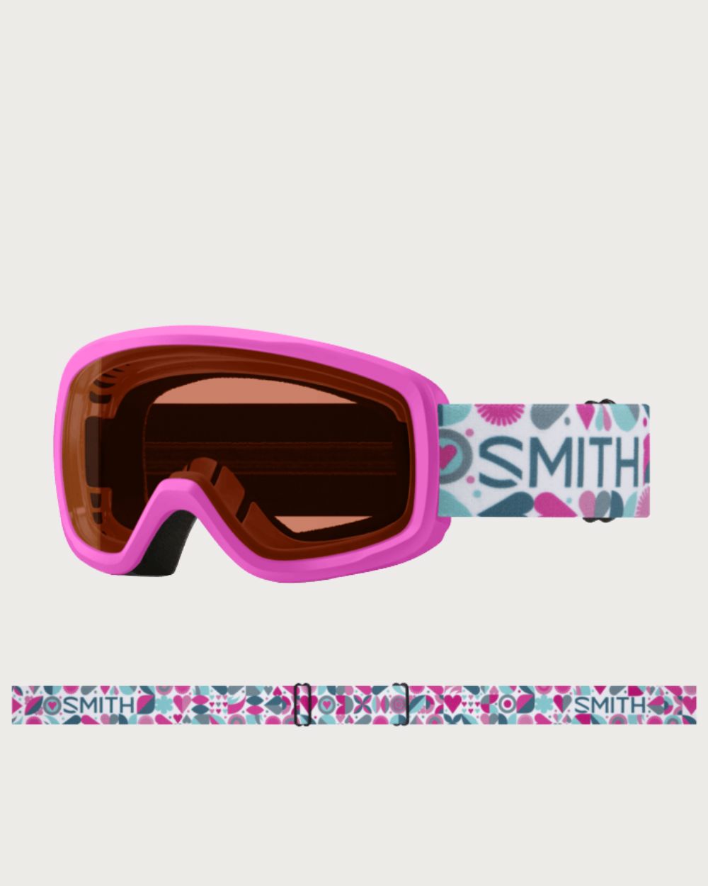 Kids Smith Snowday Goggles - Vivid Pink Hearts RC36 Goggles Smith