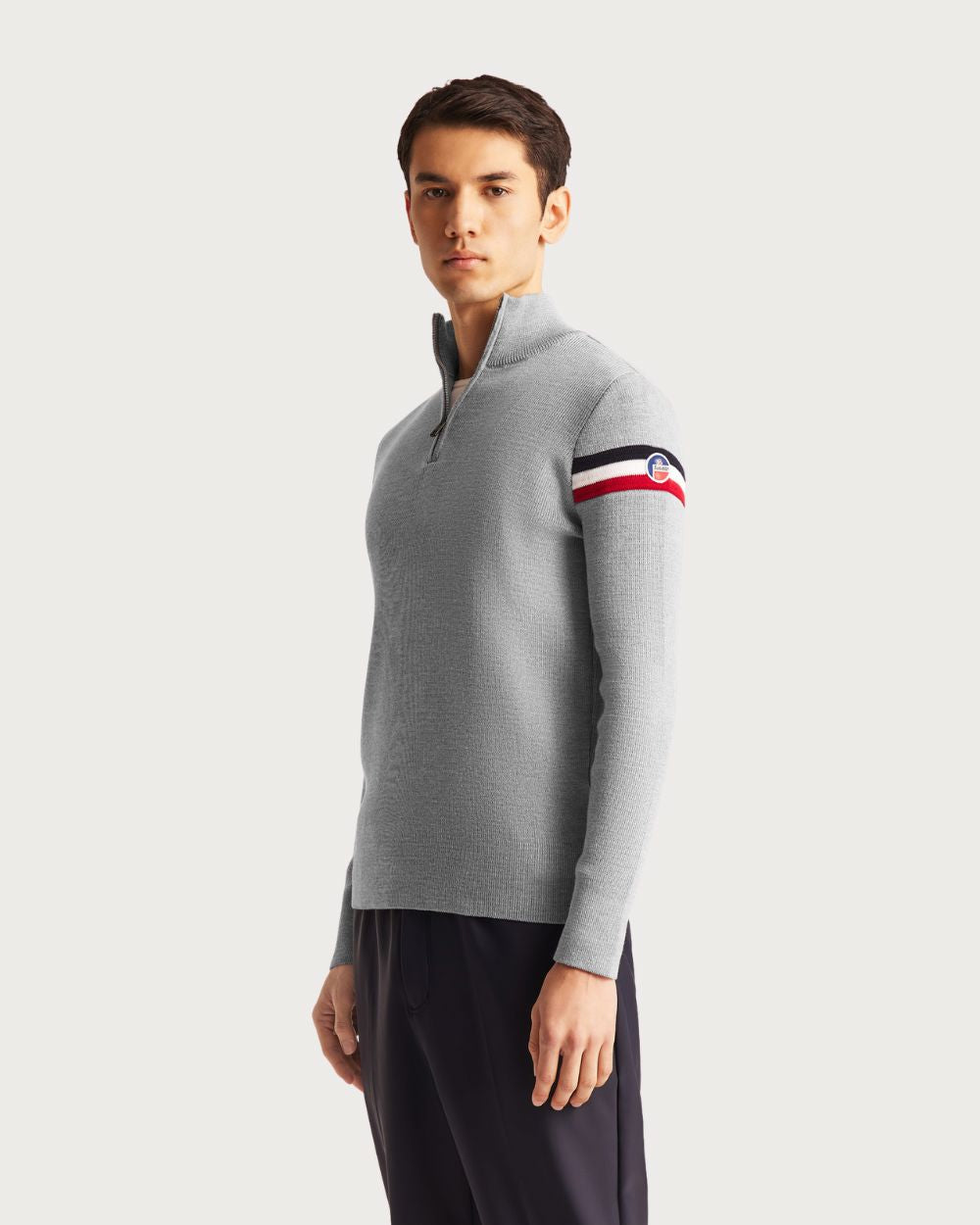 Mens Fusalp Wengen Sweater - Silice/Marin Mid Layers Fusalp