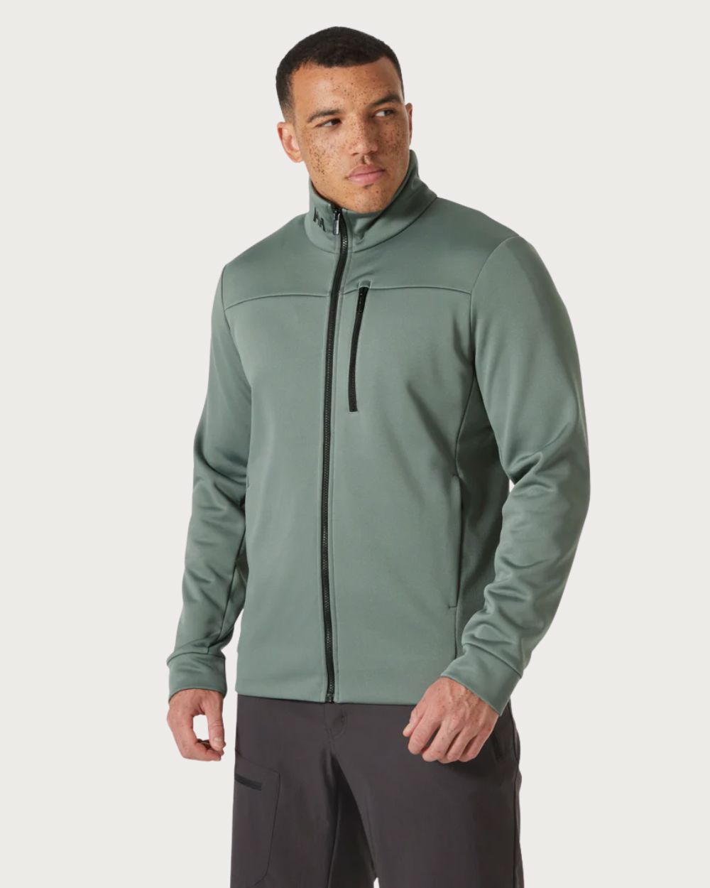 Mens Helly Hansen Crew Fleece - Grey Cactus Mid Layers Helly Hansen
