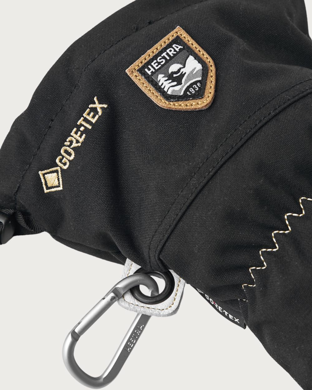 Mens Hestra Army Leather Gore-Tex Mitten - Black / Natural Grey Mittens Hestra