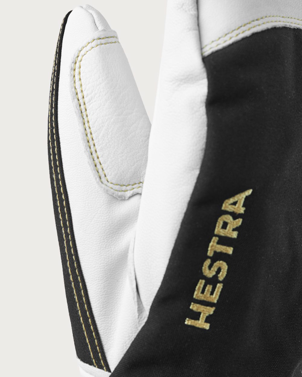 Mens Hestra Army Leather Gore-Tex Mitten - Black / Natural Grey Mittens Hestra