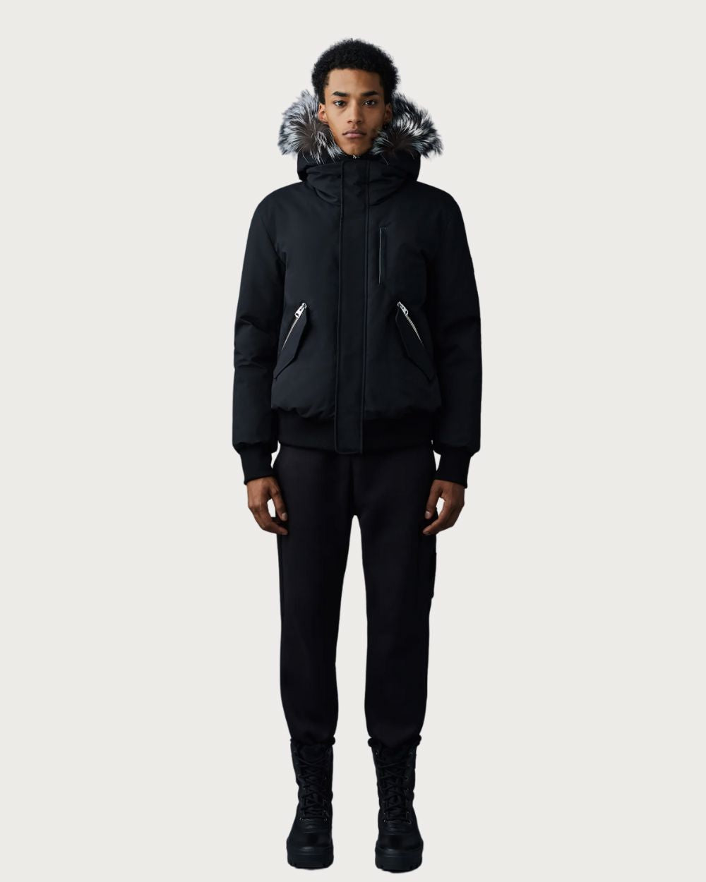 Mens Mackage Dixon-X 2-In-1 Nordic Bomber Jacket - Black / Silver Après | Travel Mackage