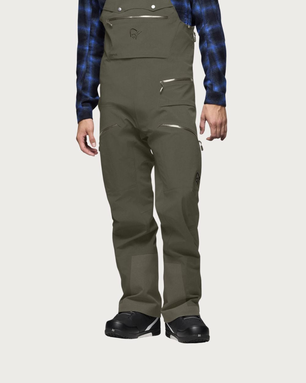 Mens Norrøna Tamok Gore-Tex Performance Shell Bib Pants - Beluga Pants Norrøna