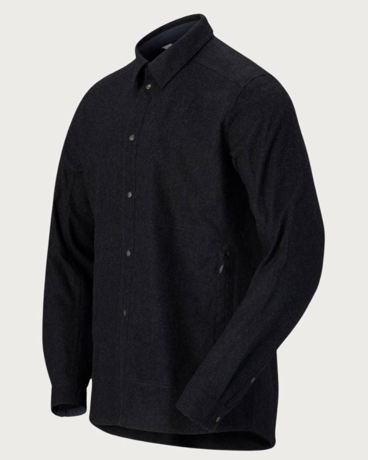 Mens Norrøna Tamok Wool Plain Shirt - Caviar Melange Mid Layers Norrøna