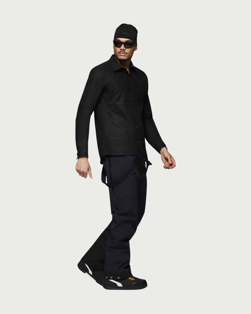Mens Norrøna Tamok Wool Plain Shirt - Caviar Melange Mid Layers Norrøna