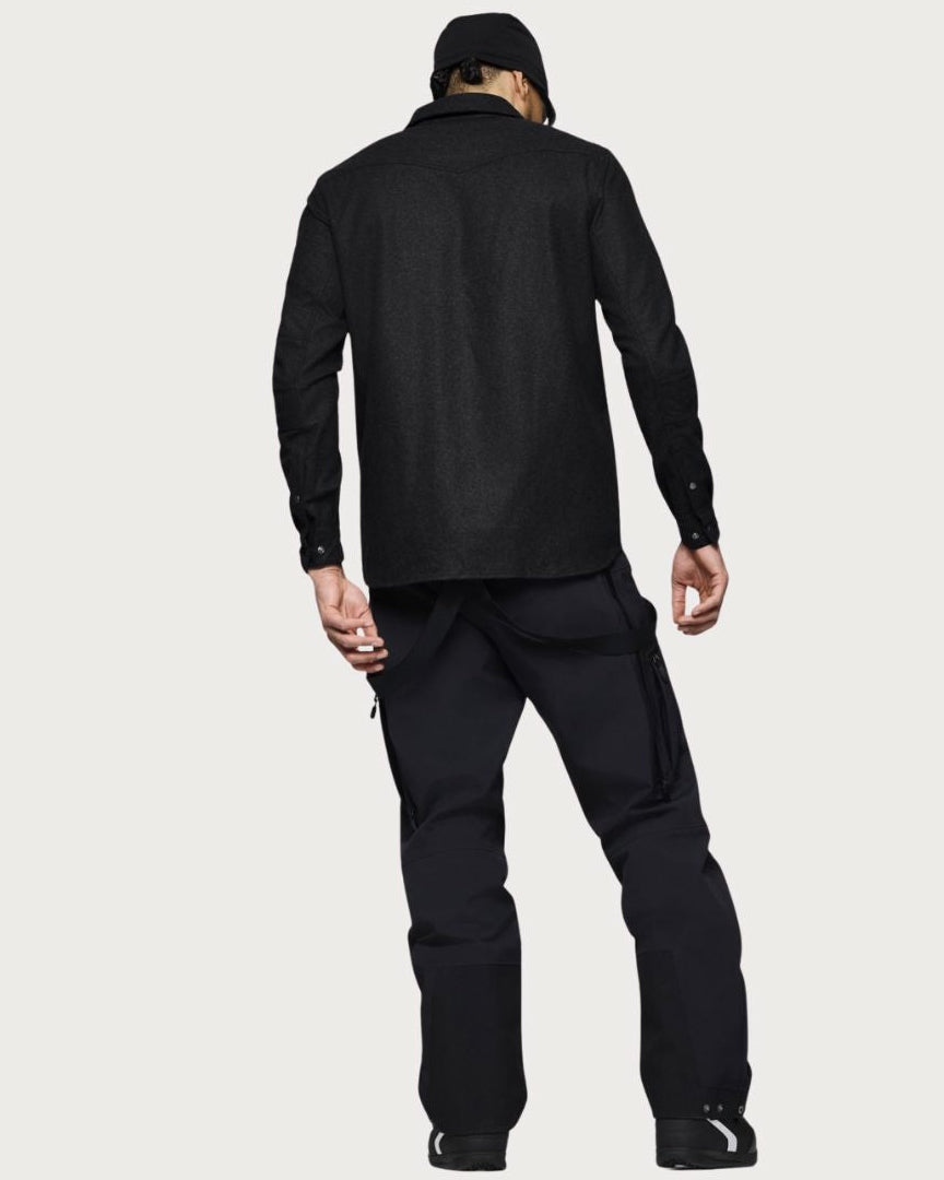 Mens Norrøna Tamok Wool Plain Shirt - Caviar Melange Mid Layers Norrøna