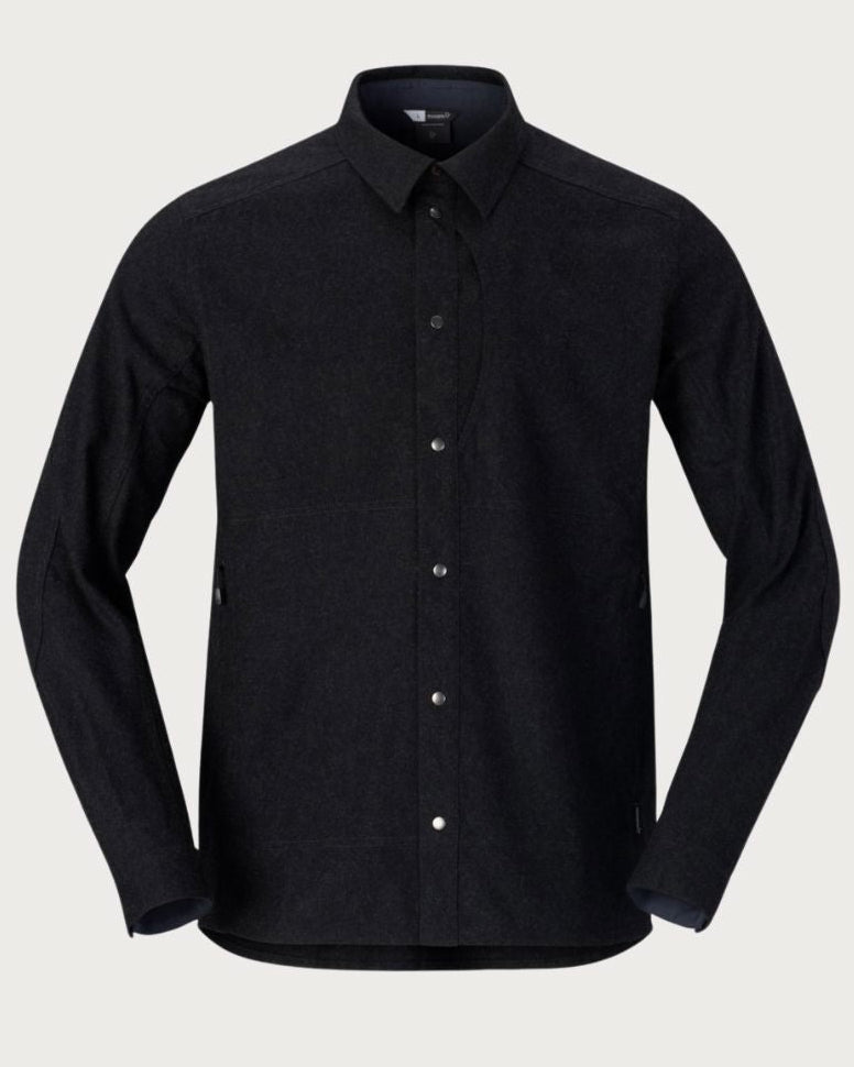 Mens Norrøna Tamok Wool Plain Shirt - Caviar Melange Mid Layers Norrøna M INTL / S AU