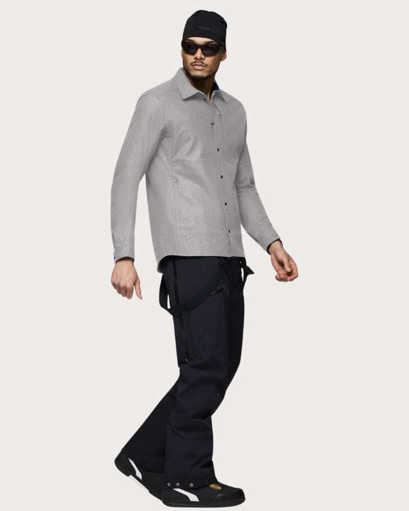 Mens Norrøna Tamok Wool Plain Shirt - Drizzle Melange Mid Layers Norrøna