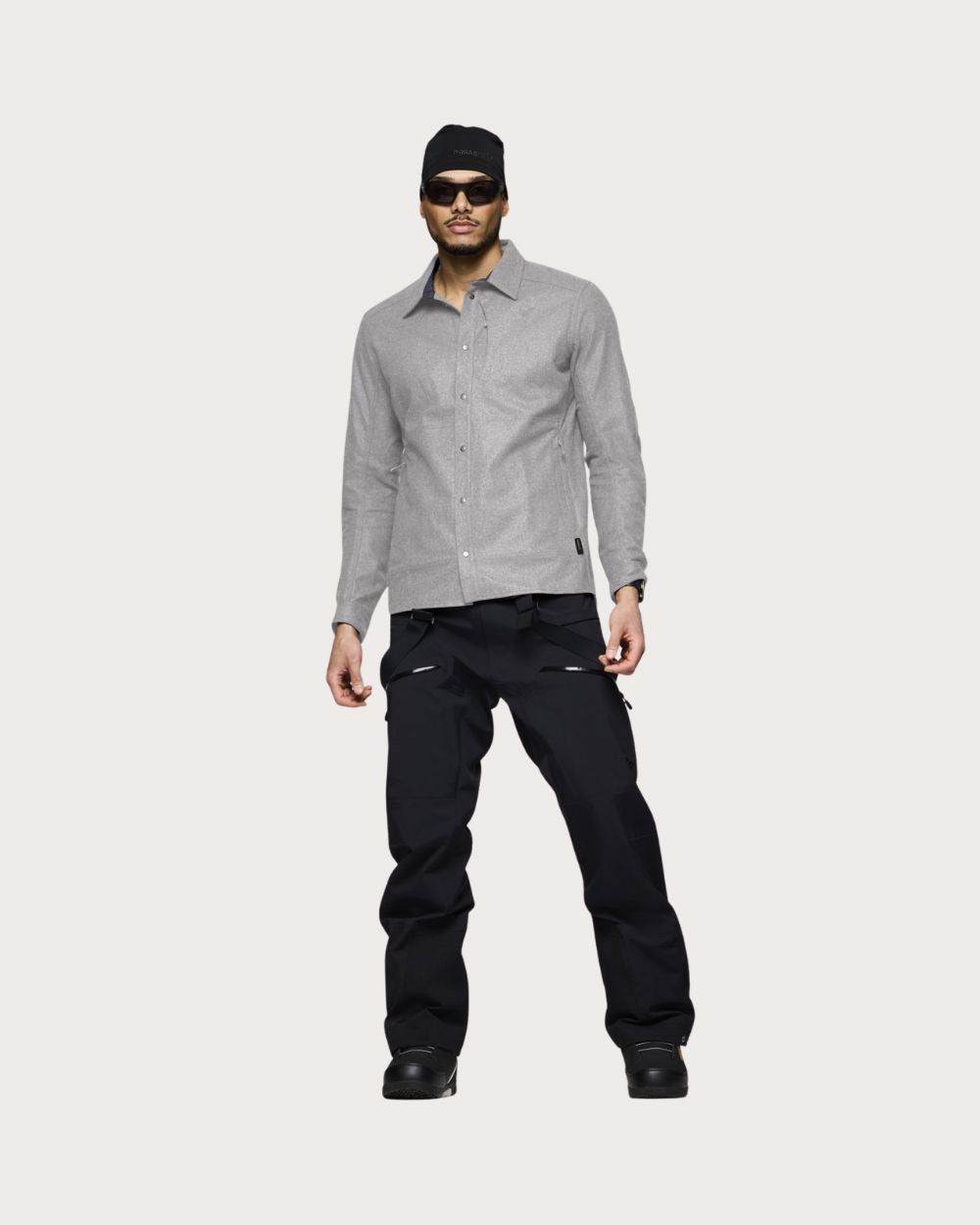 Mens Norrøna Tamok Wool Plain Shirt - Drizzle Melange Mid Layers Norrøna