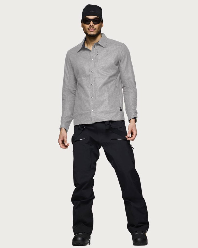 Mens Norrøna Tamok Wool Plain Shirt - Drizzle Melange Mid Layers Norrøna