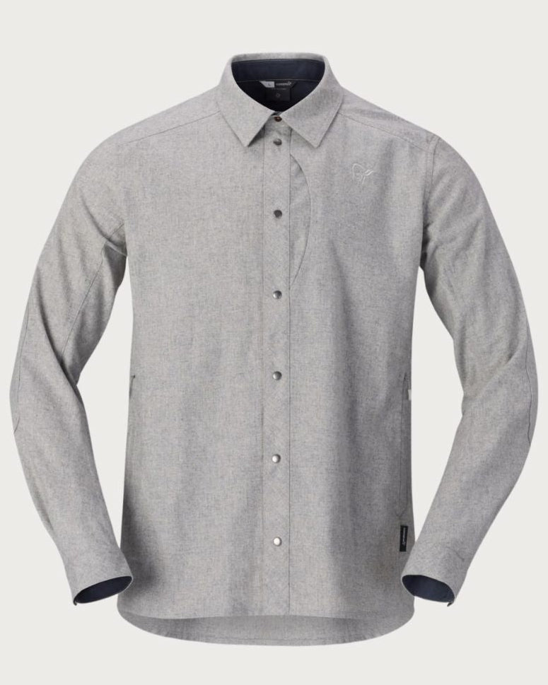 Mens Norrøna Tamok Wool Plain Shirt - Drizzle Melange Mid Layers Norrøna M INTL / S AU