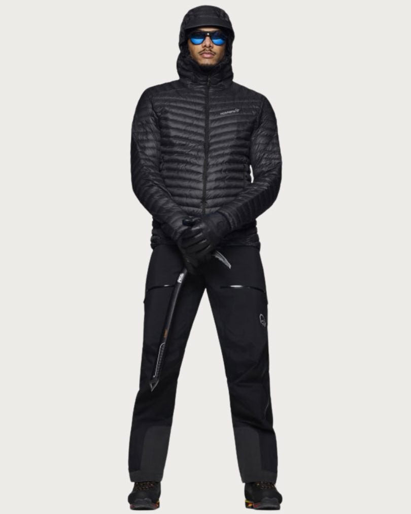 Mens Norrøna Trollveggen Superlight Down 800 Hooded Jacket - Caviar Black Mid Layers Norrøna