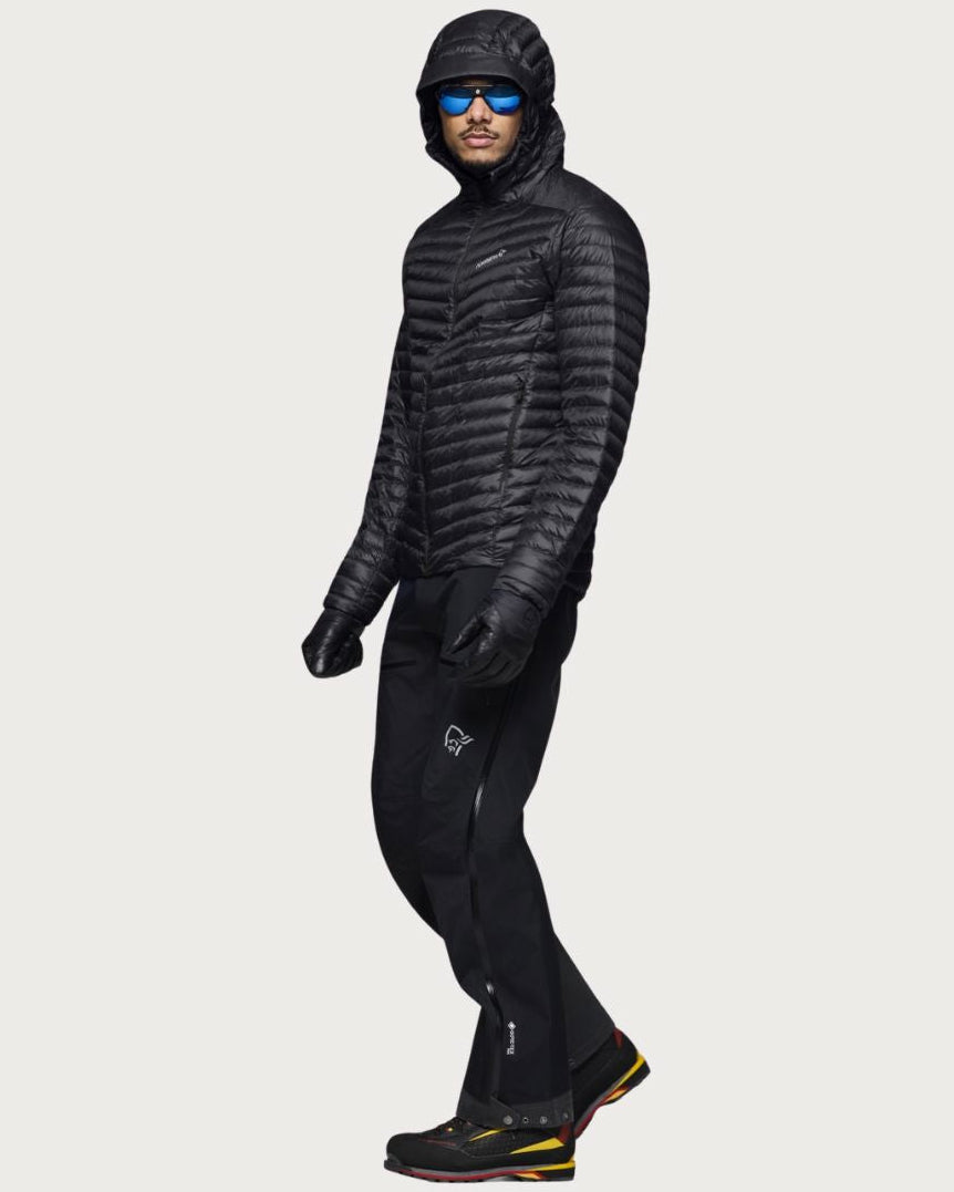 Mens Norrøna Trollveggen Superlight Down800 Hooded Jacket - Caviar Black Jackets Norrøna