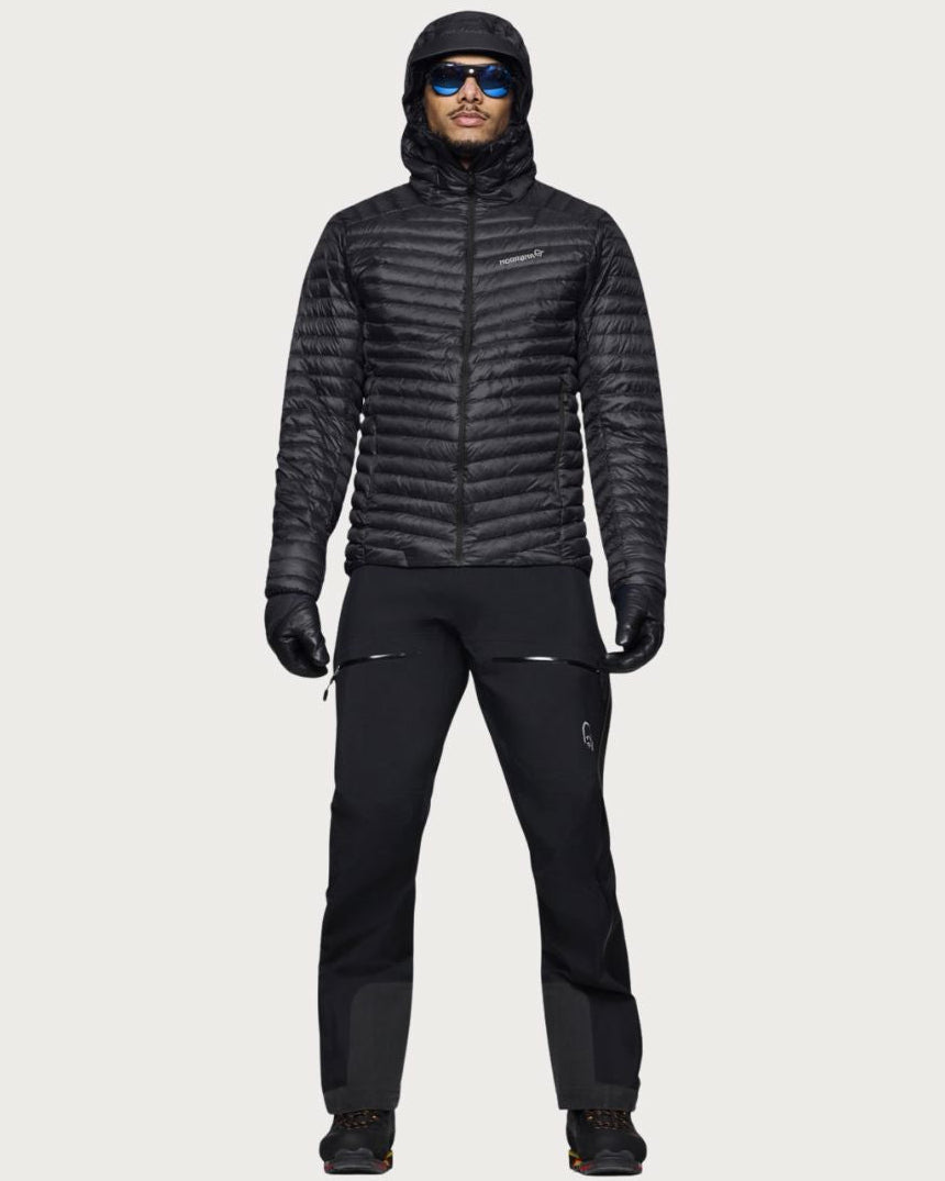 Mens Norrøna Trollveggen Superlight Down800 Hooded Jacket - Caviar Black Jackets Norrøna
