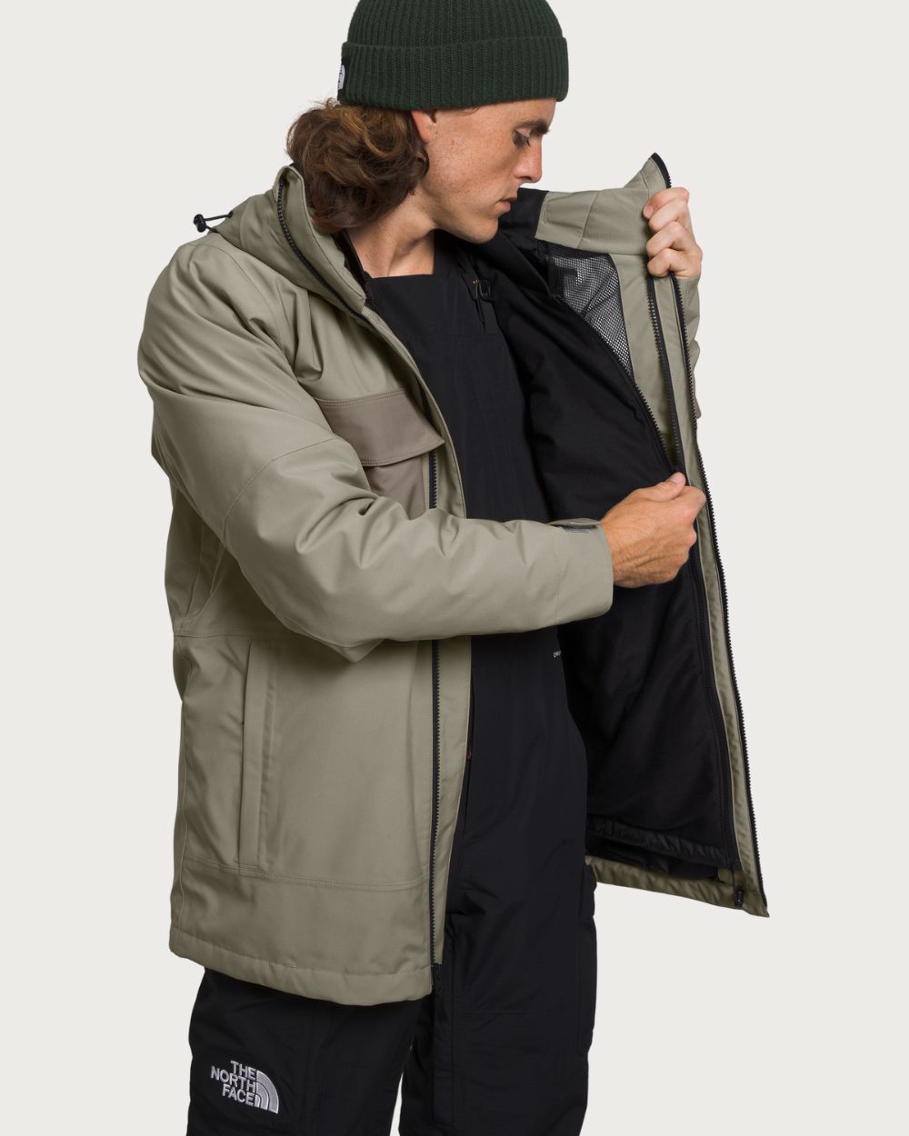 Mens The North Face Fourbarrel Triclimate Jacket - Clay Grey / TNF Black Jackets The North Face
