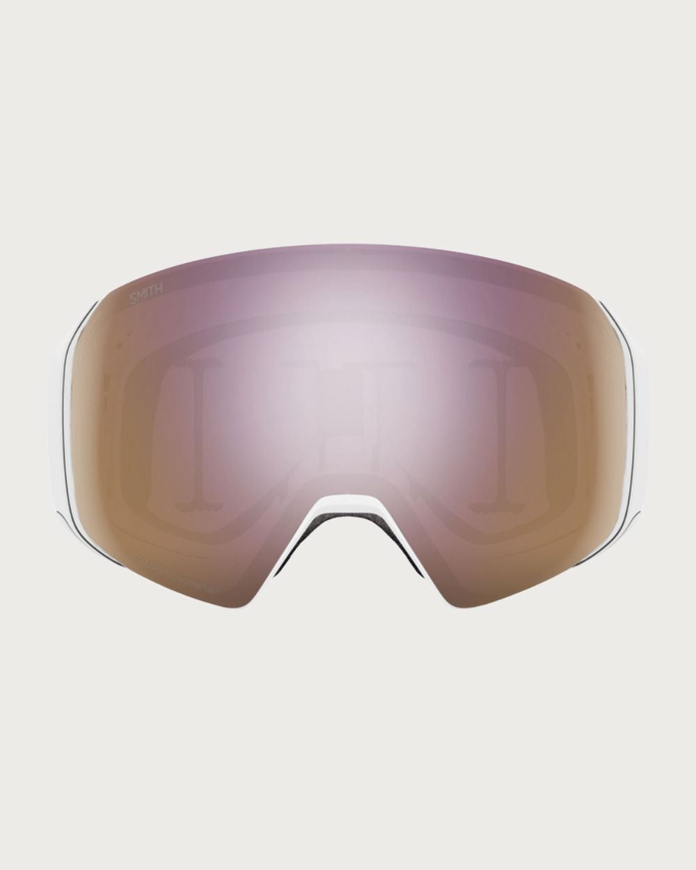 Smith 4D MAG S Goggles (Small Fit) - White Chunky Knit ChromaPop Everyday Rose Gold Mirror Goggles Smith