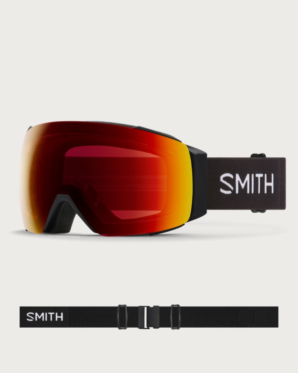 Smith I/O MAG Goggles (Medium Fit) - Black ChromaPop Everyday Red Mirror Goggles Smith