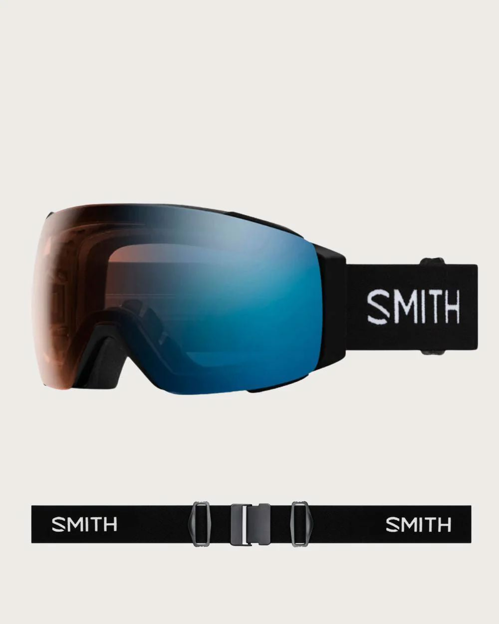 Smith I/O MAG XL Goggle (Large Fit) - Black ChromaPop Pro Photochromic Blue Mirror / ChromaPop Storm Blue Sensor Mirror Low Bridge Fit Goggles Smith