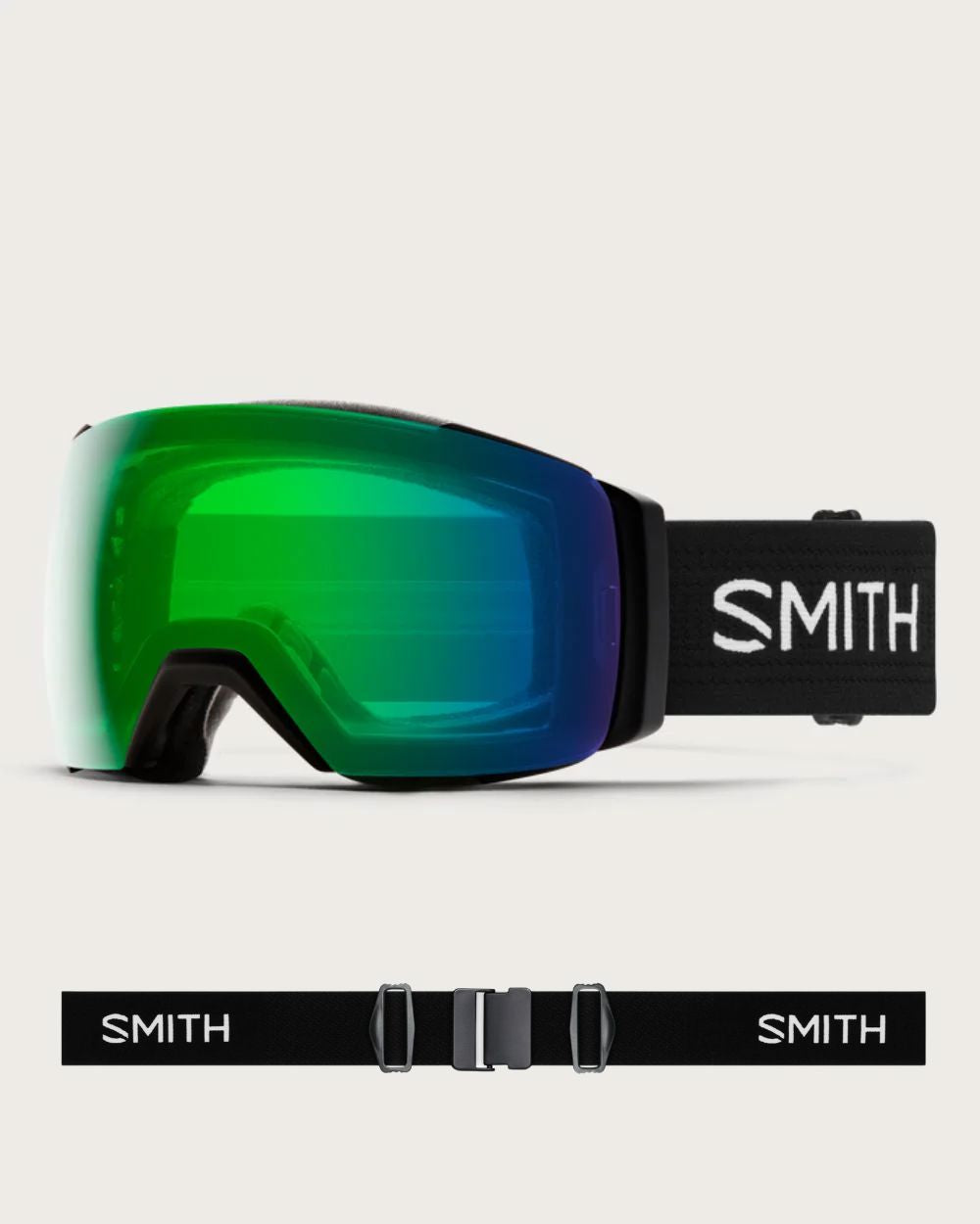 Smith I/O MAG XL Goggles (Large Fit) - Black ChromaPop Everyday Green Mirror Goggles Smith