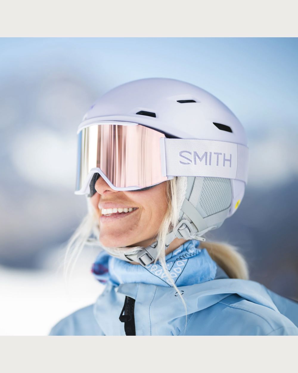 Smith Squad MAG Goggles (Medium Fit) - Lunar Fog Chromapop Everyday Rose Gold Mirror Goggles Smith