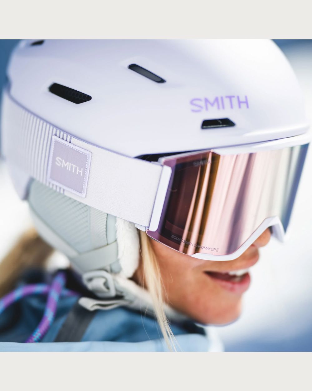 Smith Squad MAG Goggles (Medium Fit) - Lunar Fog Chromapop Everyday Rose Gold Mirror Goggles Smith