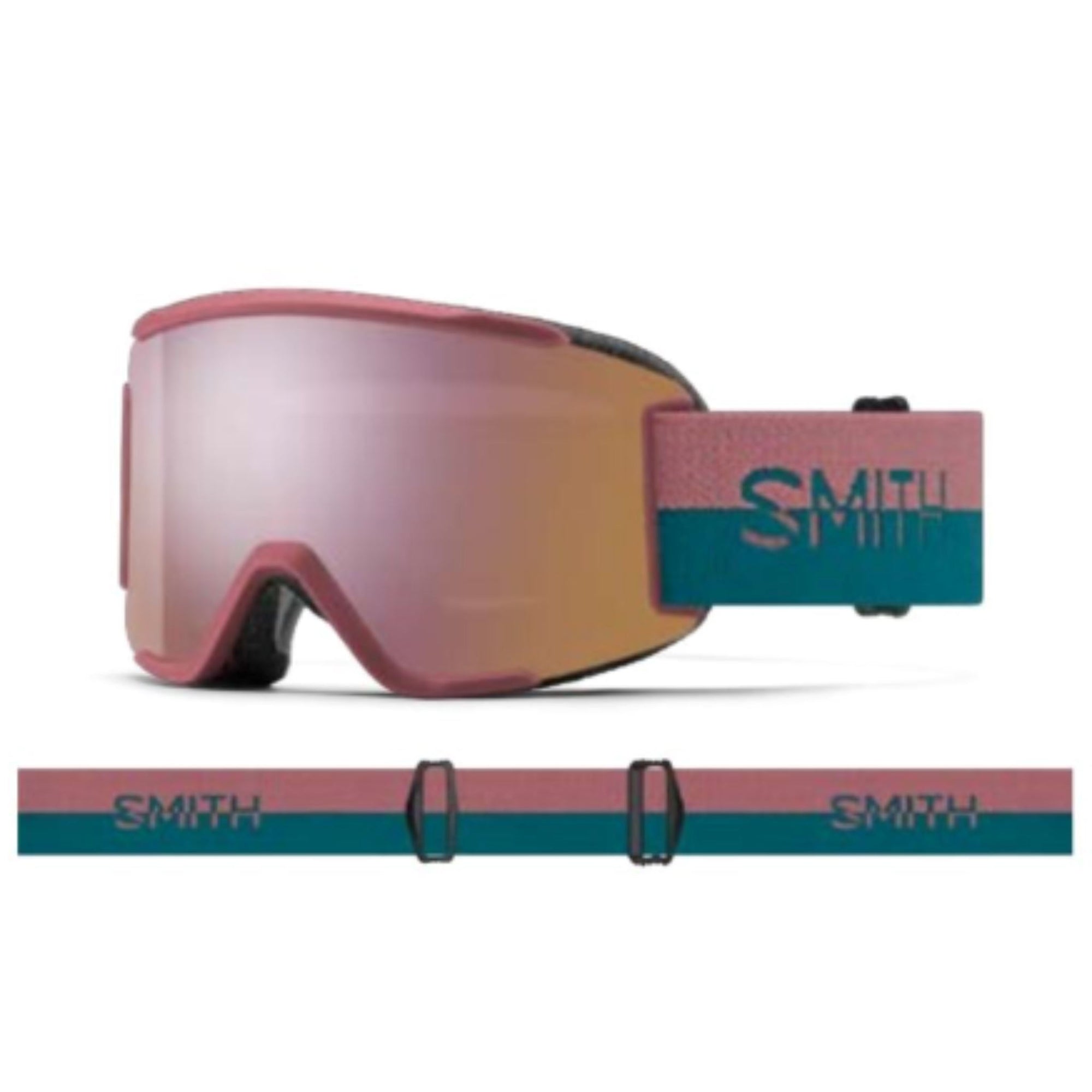 Smith Squad S Goggles (Small Fit) - Chalk Rose Split ChromaPop Everyday Rose Gold Mirror Goggles Smith 