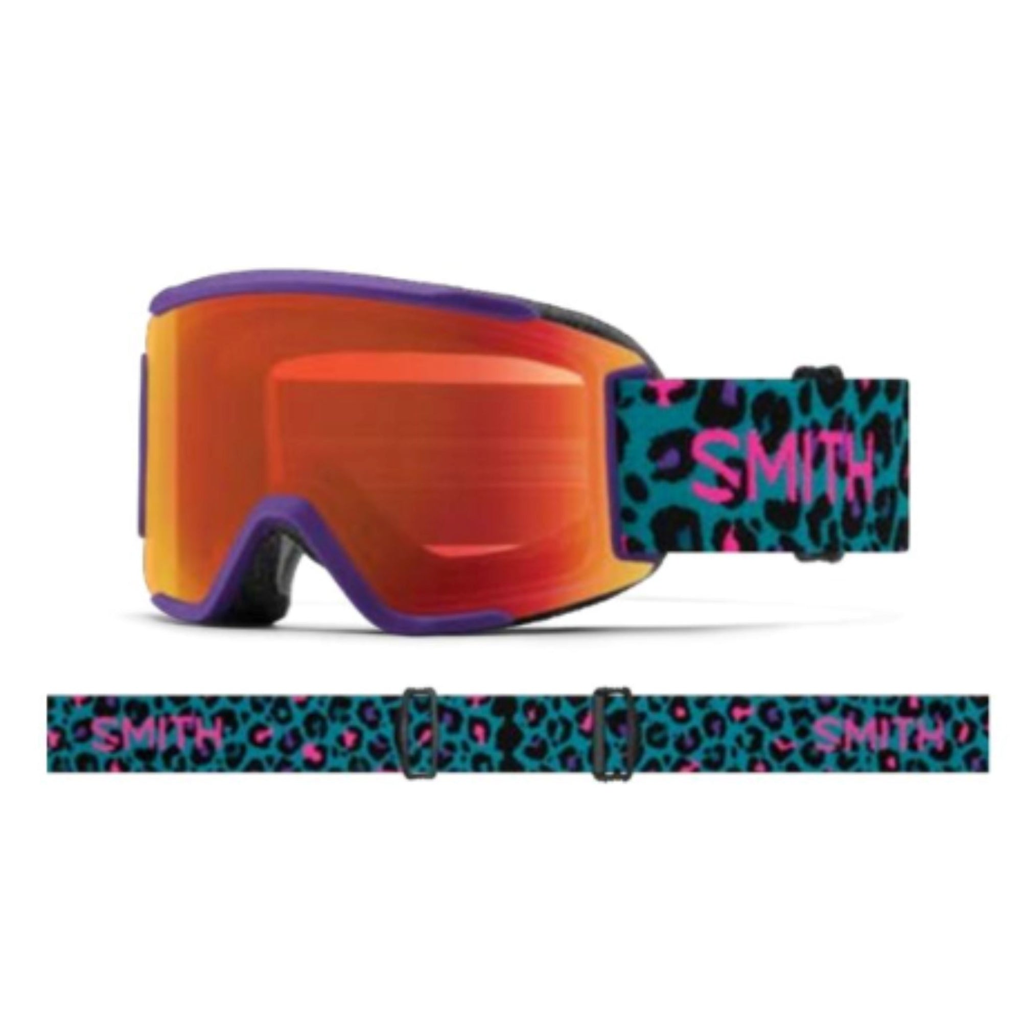 Smith Squad S Goggles (Small Fit) - Purple Haze Neon Cheetah ChromaPop Everyday Red Mirror Goggles Smith 