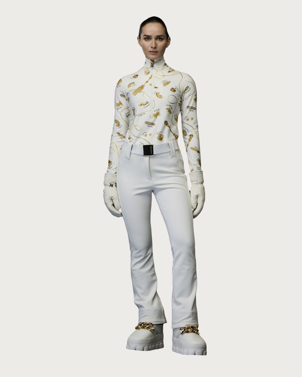 Womens Goldbergh Farfalle Ski Pully - La Pasta Dorata Creme Thermals Goldbergh