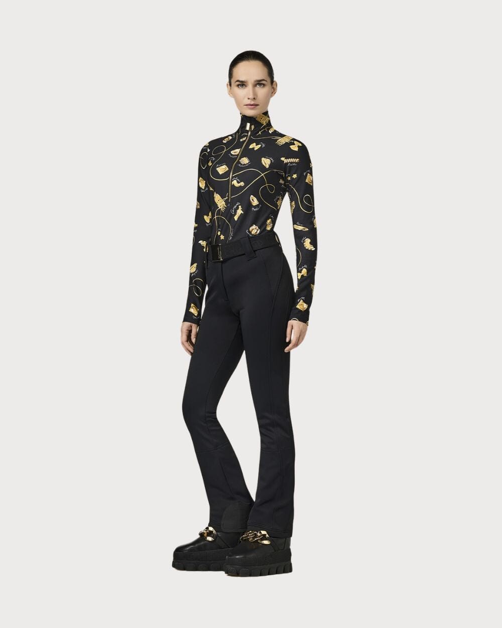 Womens Goldbergh GOLD Farfalle Ski Pully - La Pasta Dorata Black Thermals Goldbergh