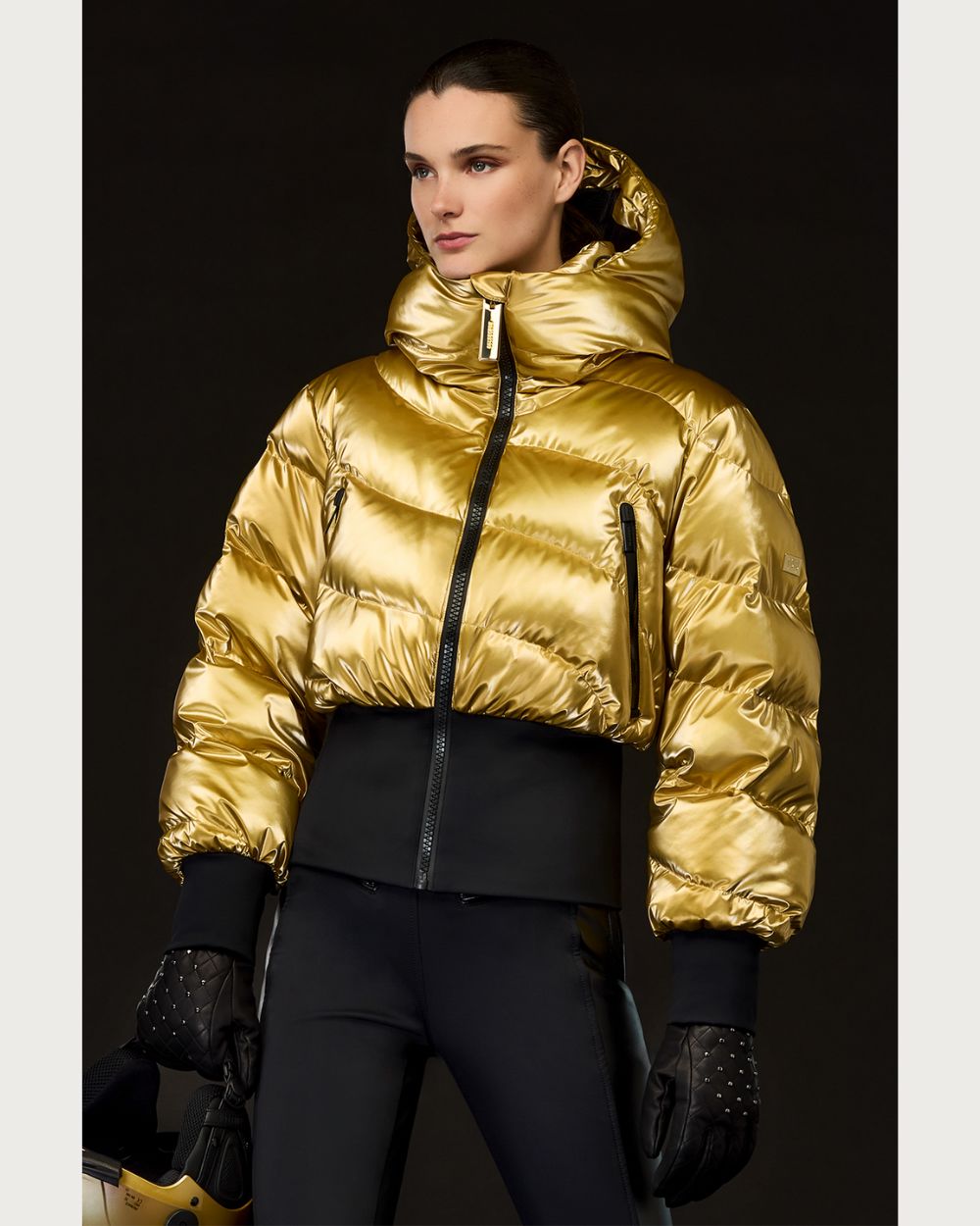 Womens Goldbergh GOLD Fusilli Ski Jacket - Rich Gold Jackets Goldbergh