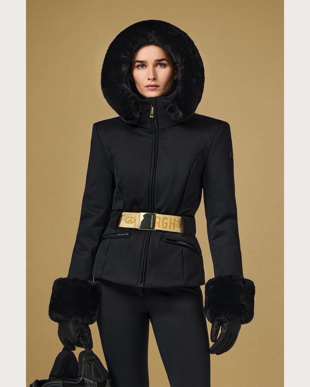 Womens Goldbergh GOLD Prezioso Faux Border Jacket - Black Jackets Goldbergh