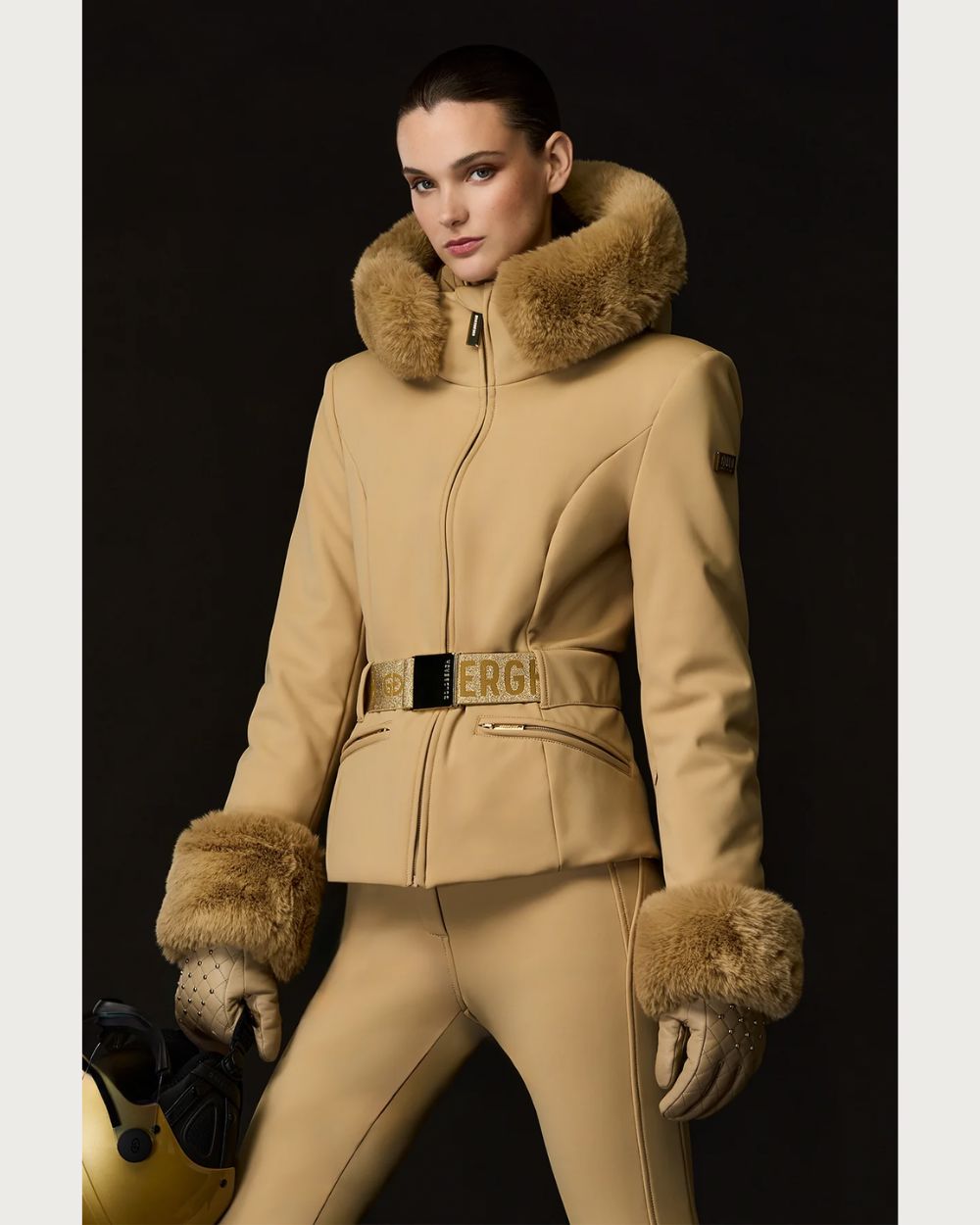 Womens Goldbergh GOLD Prezioso Faux Border Jacket - Caramello Jackets Goldbergh