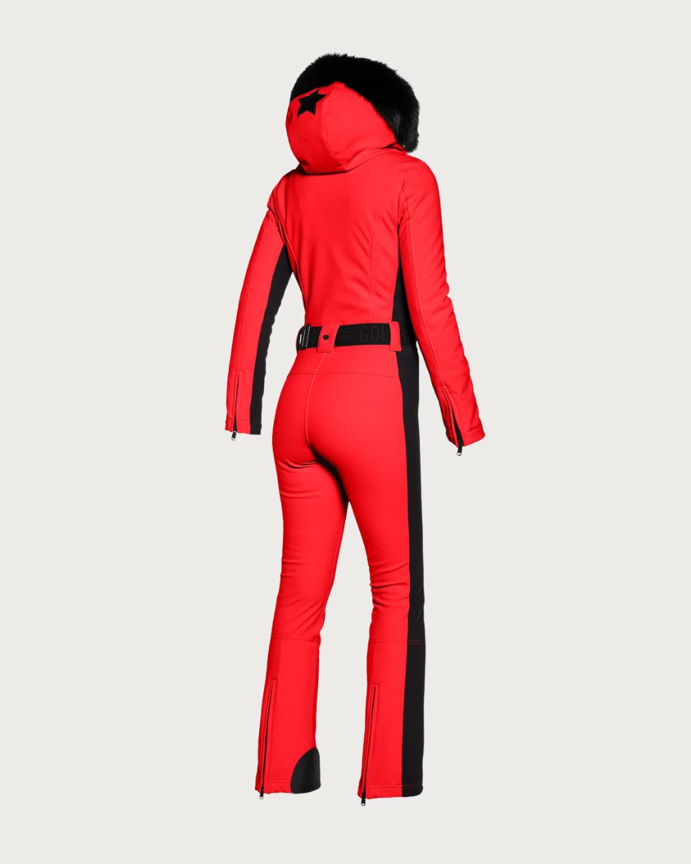Womens Goldbergh Parry Ski Suit Faux Fur - Red One Piece Suits Goldbergh