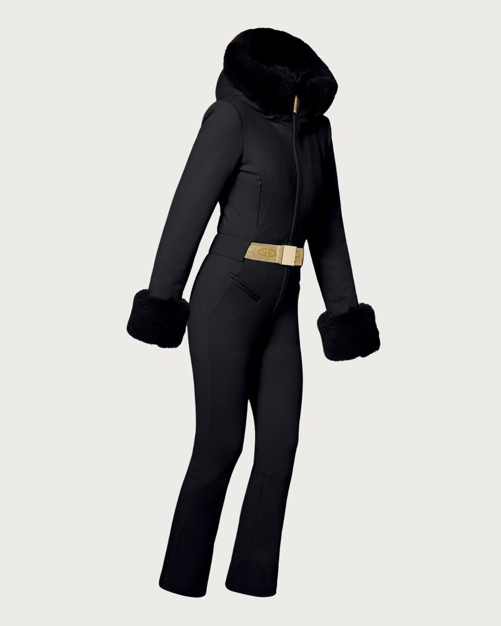 Womens Goldbergh Vita Faux Border Ski Suit - Black One Piece Suits Goldbergh