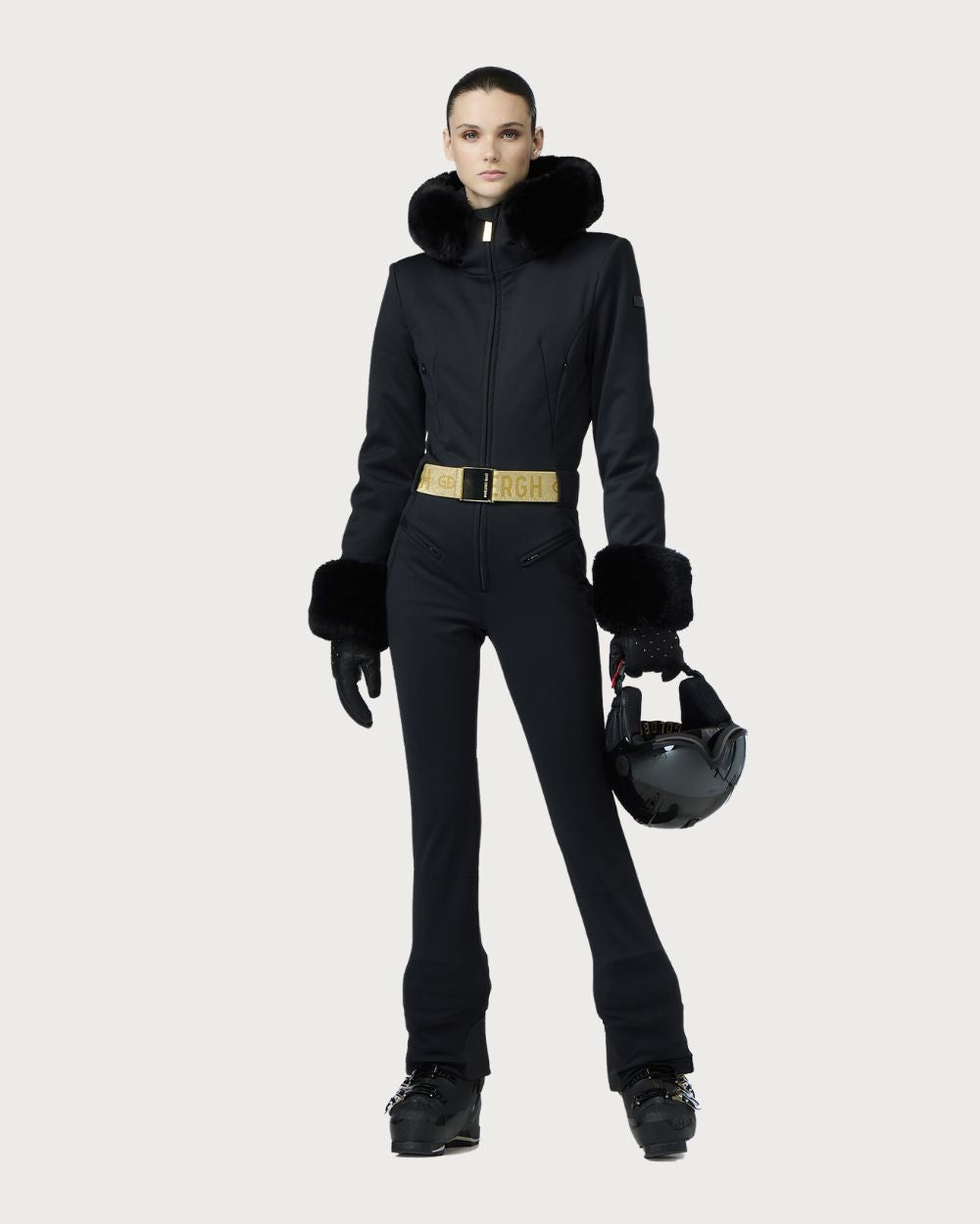 Womens Goldbergh Vita Faux Border Ski Suit - Black One Piece Suits Goldbergh