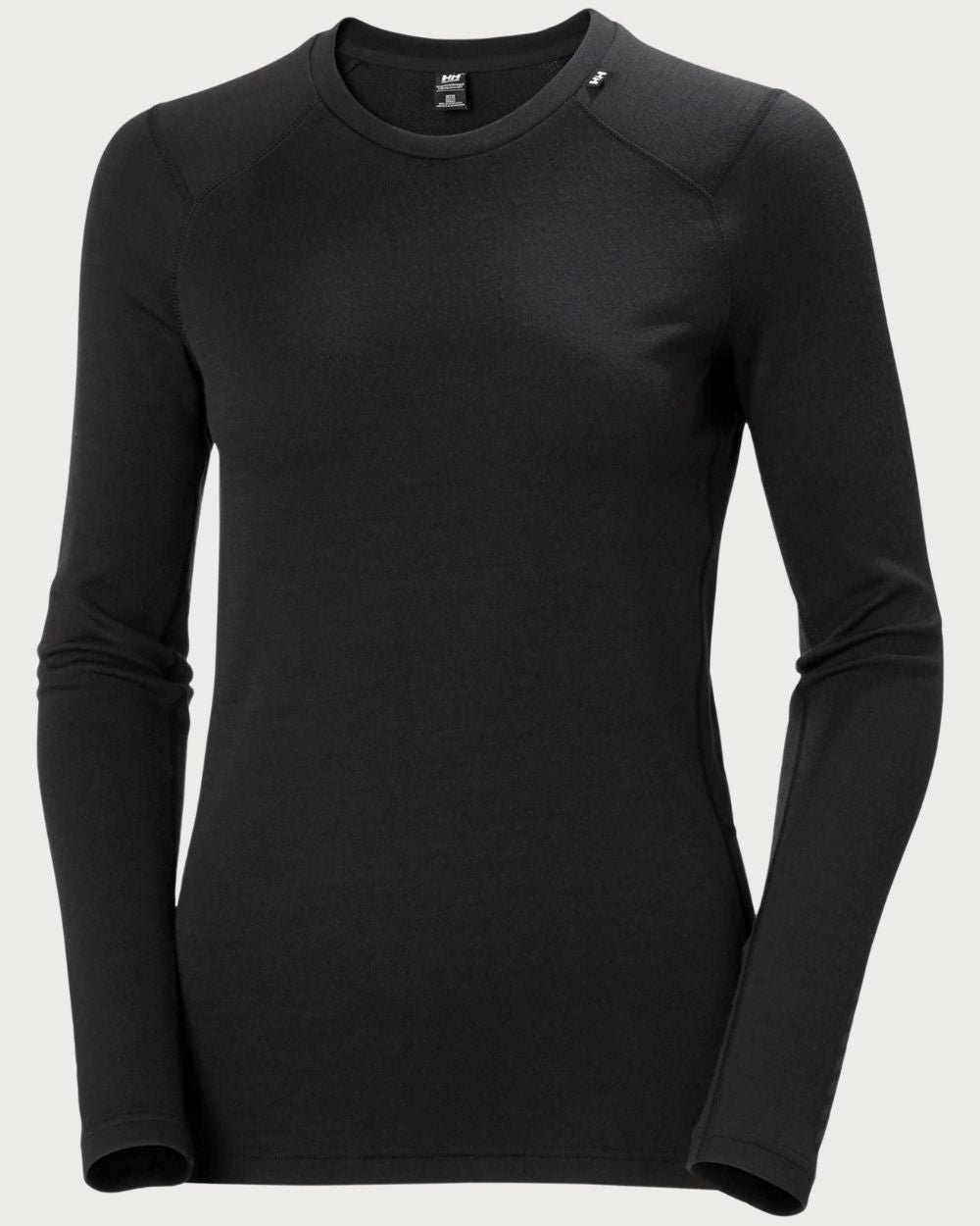Womens Helly Hansen LIFA Merino Midweight Thermal Crew - Black Thermals Helly Hansen